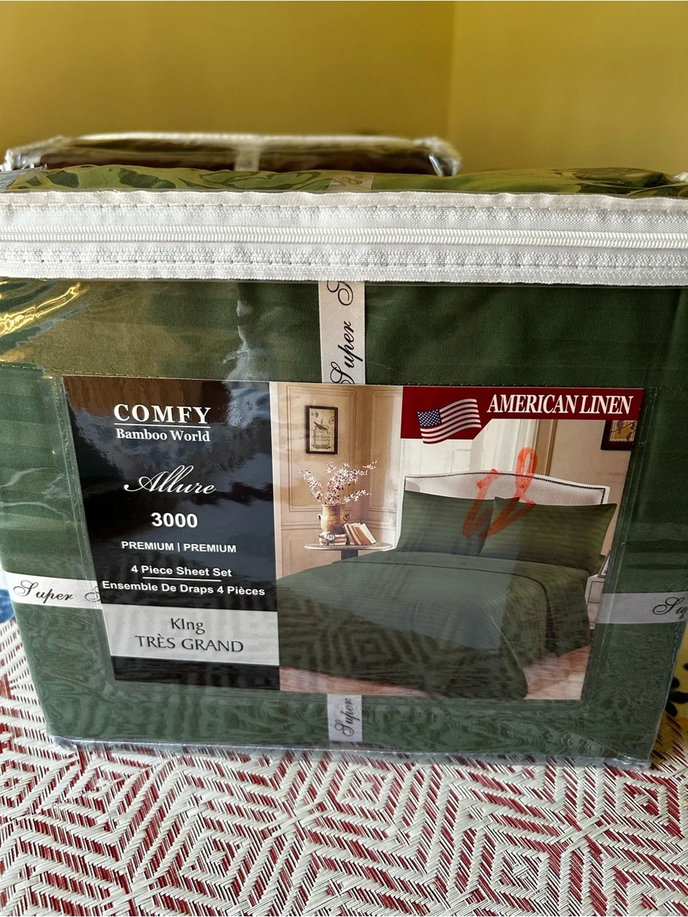 Allure 3000 King Bamboo Blend Sheet Set Olive Green 4 Pc, Deep Pocket, Cooling